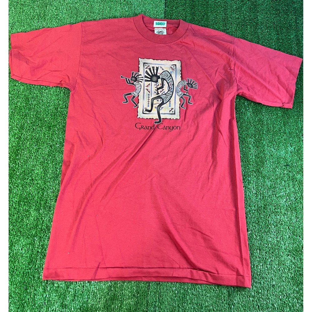 Vintage Prairie Mountain Grand Canyon Kokopelli Red Graphic T-Shirt Mens Large